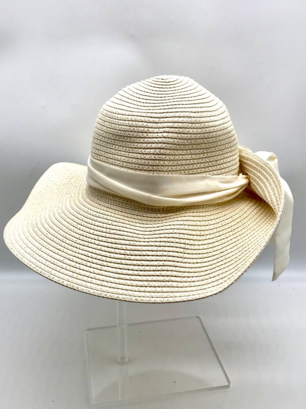 Giani Bernini Ivory And Tan Adjustable Sun Hat With Ribbon - Picture 4 of 11